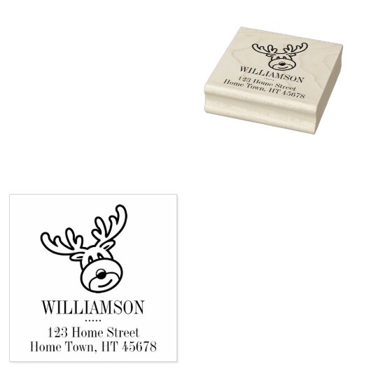 Kerstfeestdag Rudolph The Reindeer Address Rubberstempel (Gestempeld)