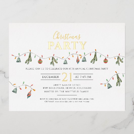 Kerstfeestdag - Rustisch goud Folie Feestdagen Briefkaart (Voorkant)