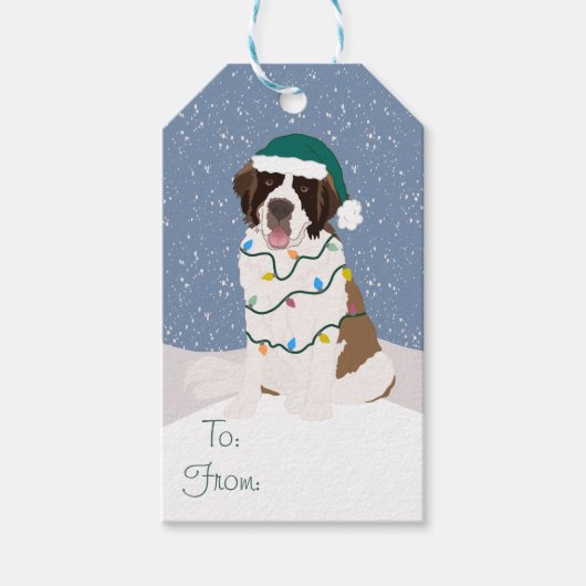 Kerstfeestdag Saint Bernard Cadeaulabel (Voorkant)