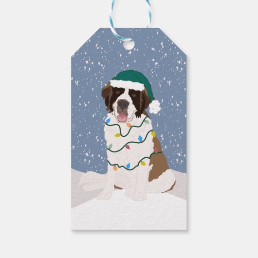 Kerstfeestdag Saint Bernard Cadeaulabel (Achterkant)