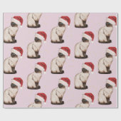 Kerstfeestdag Siamese kat Pattern Paars Cadeaupapier (Vlak)