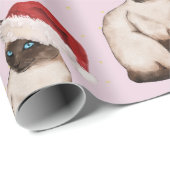 Kerstfeestdag Siamese kat Pattern Paars Cadeaupapier (Rol Hoek)