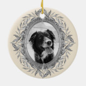 Kerstfeestdag Silver Lijst Foto Festive Keramisch Ornament (Achterkant)