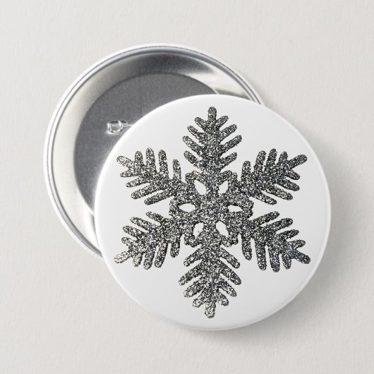 kerstfeestdag Silver Snowflake Star-ontwerp Ronde Button 7,6 Cm (Voorkant /achterkant)