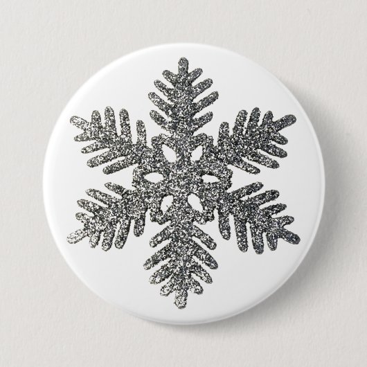 kerstfeestdag Silver Snowflake Star-ontwerp Ronde Button 7,6 Cm (Voorkant)