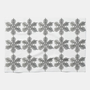 kerstfeestdag Silver Snowflake Star-ontwerp Theedoek