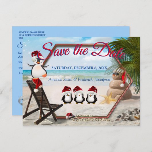 Kerstfeestdag Sla de datum op Aankondigingskaart (Voorkant / Achterkant)