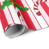 Kerstfeestdag - Snoepriet - Holly Pattern Cadeaupapier (Rol Hoek)
