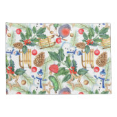 kerstfeestdag snowman, pijnbomen, Holly Kussensloop (Achterkant-Rechts)