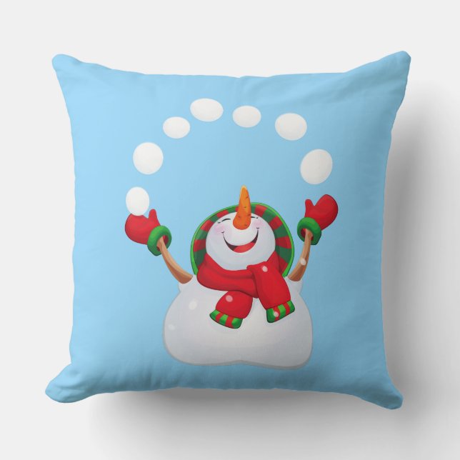 Kerstfeestdag Snowman Pillow Kussen (Voorkant)