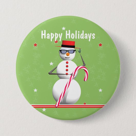 Kerstfeestdag Snowman Ronde Button 7,6 Cm (Voorkant)