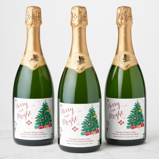 Kerstfeestdag Sparkling Wijnetiket (Flessen)