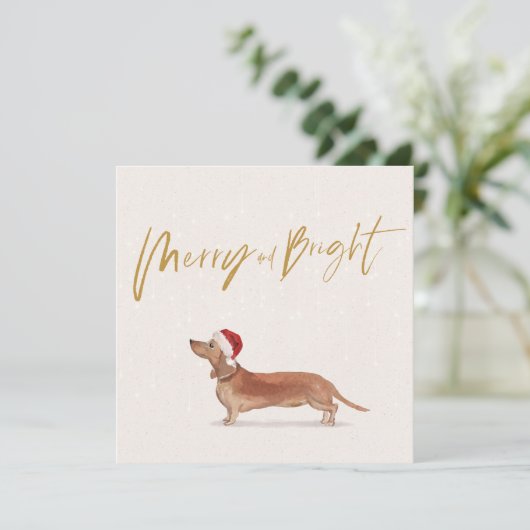 kerstfeestdag - Tan Dog Merry Greeting (Staand voorkant)