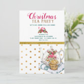 Kerstfeestdag Tea Party Kaart (Staand voorkant)