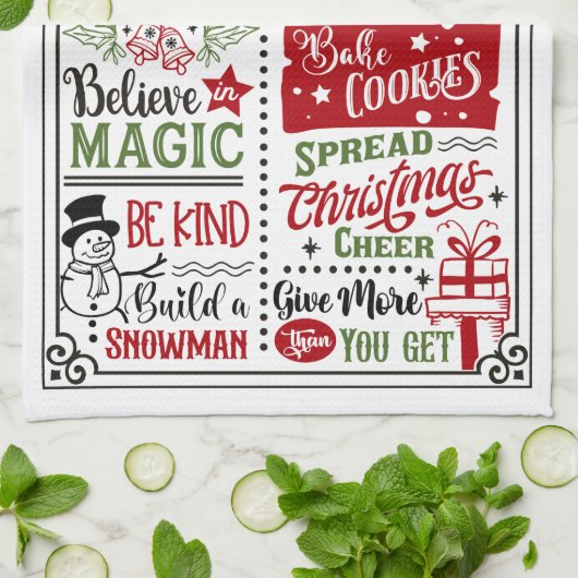 kerstfeestdag theedoek (Gevouwen)