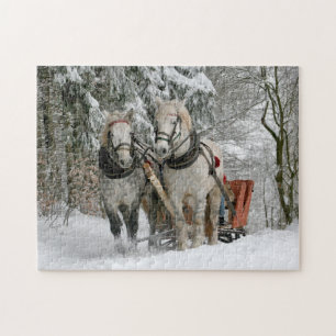 Kerstfeestdag tijdens winterslaaphoorns legpuzzel