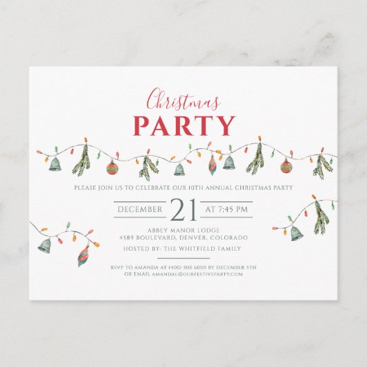 Kerstfeestdag Uitnodiging Briefkaart (Voorkant)