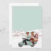 Kerstfeestdag uitnodiging - Foxes Ride a Vespa (Voorkant / Achterkant)