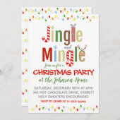 Kerstfeestdag uitnodiging Jingle en Mingle (Voorkant / Achterkant)