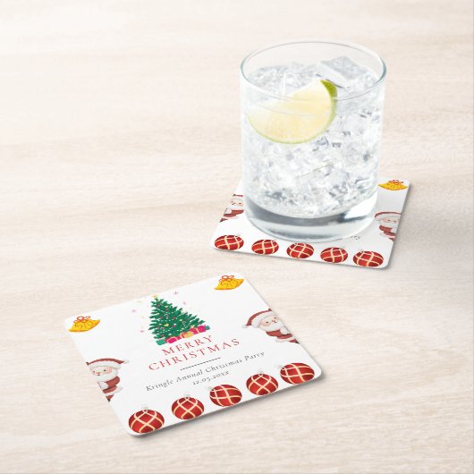 Kerstfeestdag Vierkante Kartonnen Onderzetter (Insitu)