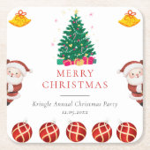 Kerstfeestdag Vierkante Kartonnen Onderzetter (Voorkant)