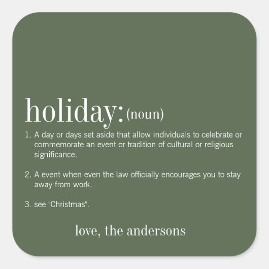 Kerstfeestdag Vierkante Sticker (Voorkant)