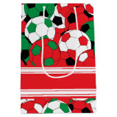 Kerstfeestdag Voetbal Collage Medium Cadeauzakje (Achterkant)