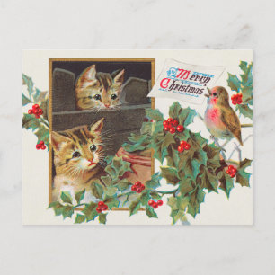  kerstfeestdag voor katten en vogels feestdagenkaart