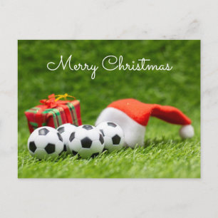 Kerstfeestdag voor voetzoekers met kersthoed op gr briefkaart