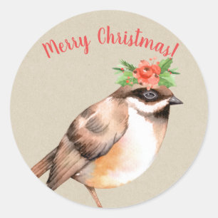 kerstfeestdag voor vogels, aangepast ronde sticker