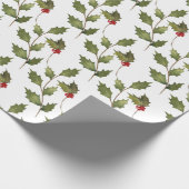 Kerstfeestdag Waterverf  afdeling Holly Cadeaupapier (Hoek)