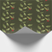 Kerstfeestdag Waterverf afdeling Holly Cadeaupapier (Hoek)
