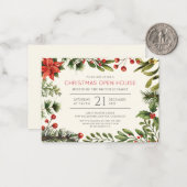 Kerstfeestdag Waterverf Berries Open House Notitiekaartje (Voorkant / Achterkant in situ)