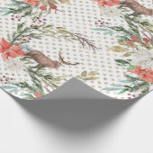 Kerstfeestdag - Waterverf Deer & Pointsettia2 Cadeaupapier (Hoek)