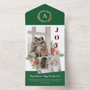 kerstfeestdag waterverf florcard all in one uitnodiging