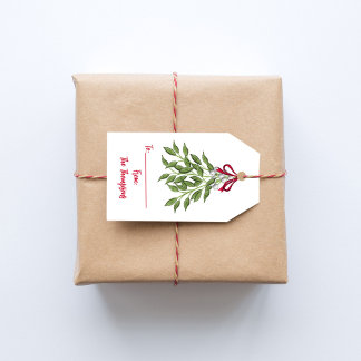 Kerstfeestdag Waterverf Merry Mistletoe Cute Cadeaulabel