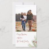 Kerstfeestdag Waterverf Pine Red Berries Feestdagenkaart (Voorkant)