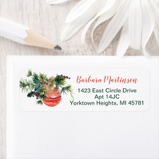 kerstfeestdag Waterverf retournering adreslabel Etiket (Insitu)