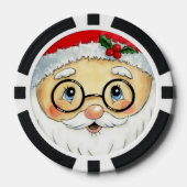 Kerstfeestdag Waterverf Santa Face Poker Chips (Voorkant)