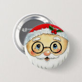 Kerstfeestdag Waterverf Santa Face Ronde Button 5,7 Cm (Voorkant /achterkant)