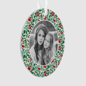 kerstfeestdag Waterverf verse bessen Foto Ornament (voorkant)