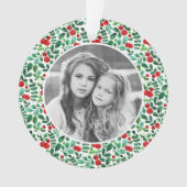 kerstfeestdag Waterverf verse bessen Foto Ornament (voorkant)