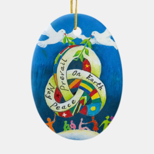 Kerstfeestdag - Wereldvrede Keramisch Ornament (Achterkant)