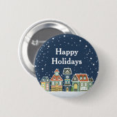 Kerstfeestdag winterdorp ronde button 5,7 cm (Voorkant /achterkant)