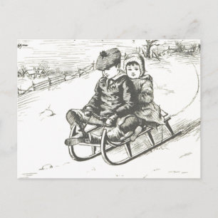 kerstfeestdag winterjongen meisje briefkaart