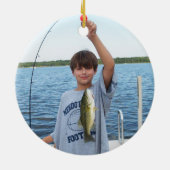 Kerstfeestdag Wood Whimsical Wildlife Vist Keramisch Ornament (Achterkant)