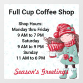 Kerstfeestdagen - Aangepaste tekst voor winkeluren Raamsticker (Vel)