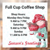 Kerstfeestdagen - Aangepaste tekst voor winkeluren Raamsticker (Vel 2)