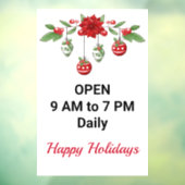 Kerstfeestdagen - Aangepaste tekst voor winkeluren Raamsticker (Vel 3)