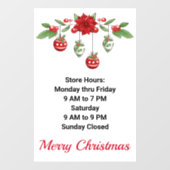 Kerstfeestdagen - Aangepaste tekst voor winkeluren Raamsticker (Vel)